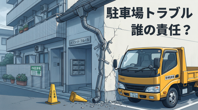 【賃貸管理トラブル】駐車場で雨どい破損…契約者に請求できるのか？