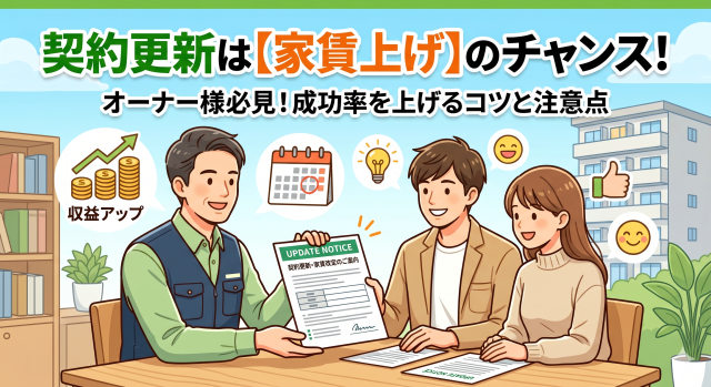 【オーナー様必見】賃貸契約の更新時は家賃値上げのチャンス!成功率を上げる案内の仕方と注意点